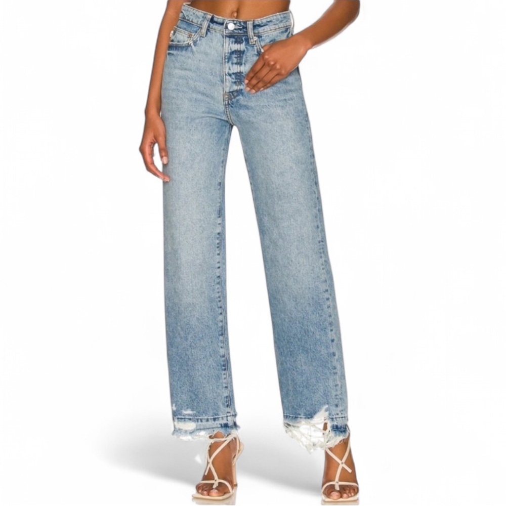 Lovers + Friends Ryan High Rise Loose Straight Jeans Cascade 23